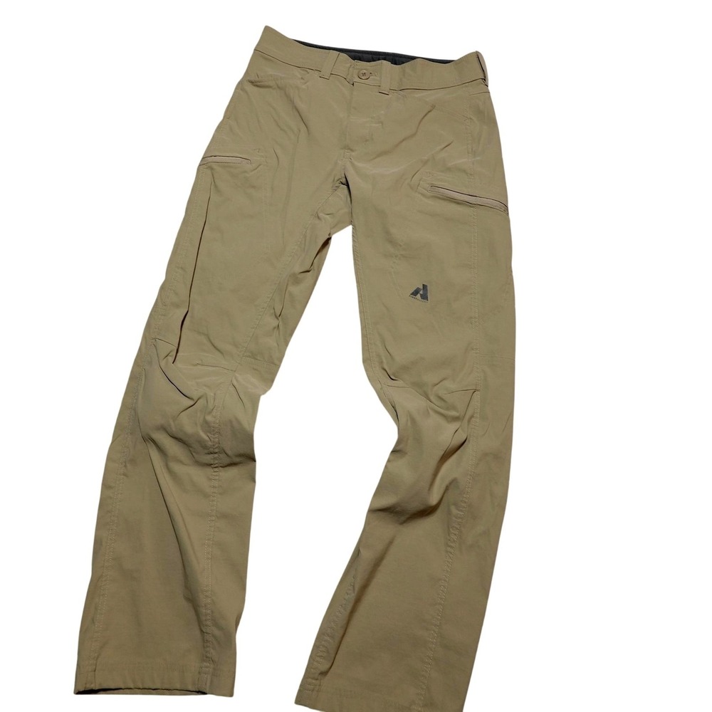 Eddie Bauer Pants Mens 30x31 Beige First Ascent Nylon Hiking Zip Pockets Stretch